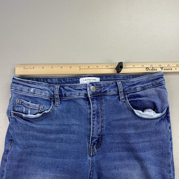 Lovervet Vervet Jeans Womens 32/15 Blue Mid Rise Ankle Bootcute Fray Hem LV1212 - Picture 5 of 14